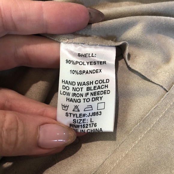 Reset faux suede open front jacket light tan with stretch shorter in back L - Picture 8 of 10